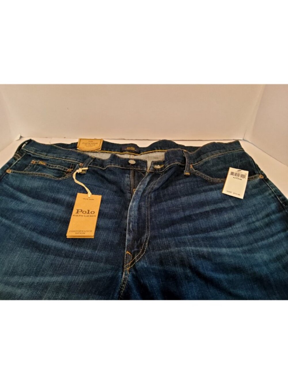 NWT Polo Ralph Lauren The Parkside Active Taper Coolmax Mens Blue Jeans 42T X 38 - Picture 8 of 16